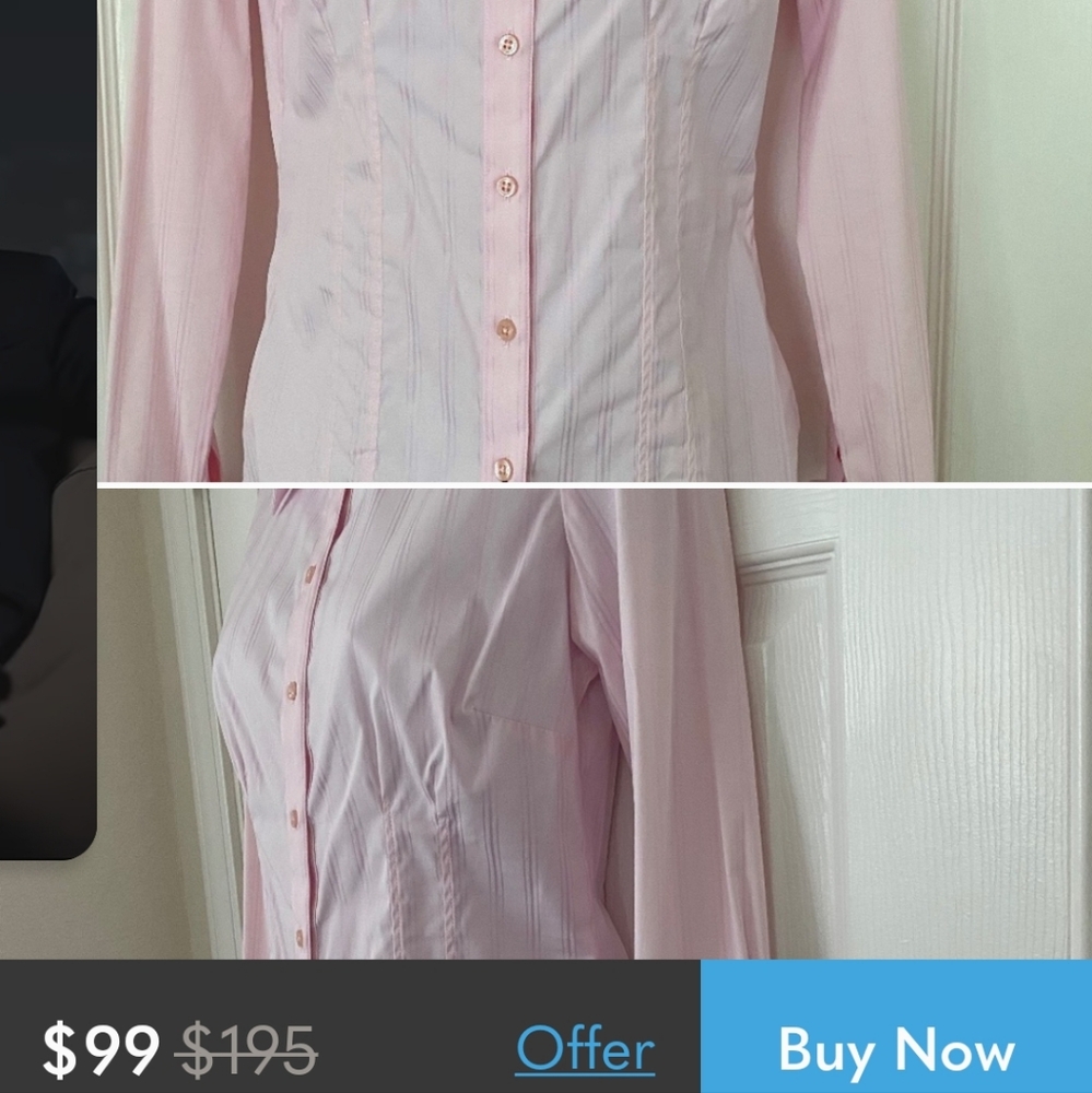 Pink and White Button-Up Shirt - Picture 6 of 8